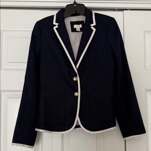 J. Crew Dark Blue Blazer with White Edging
